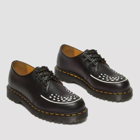 Dr. Martens Shoes - Dr. Martens Ramsey Black White Smooth Leather Creepers Women Size 6 NEW